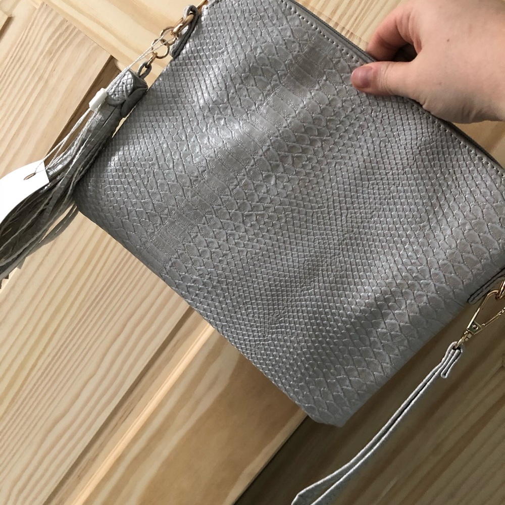 Brand New! Metallic Snake Print Crossbody/Wristlet